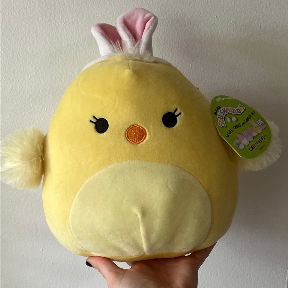 Squishmallows Aimee Yellow Chick Plush with Pink Ears